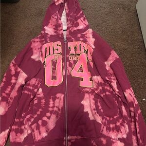 Justice Pink and Maroon Tie-Dye Zip-Up Hoodie